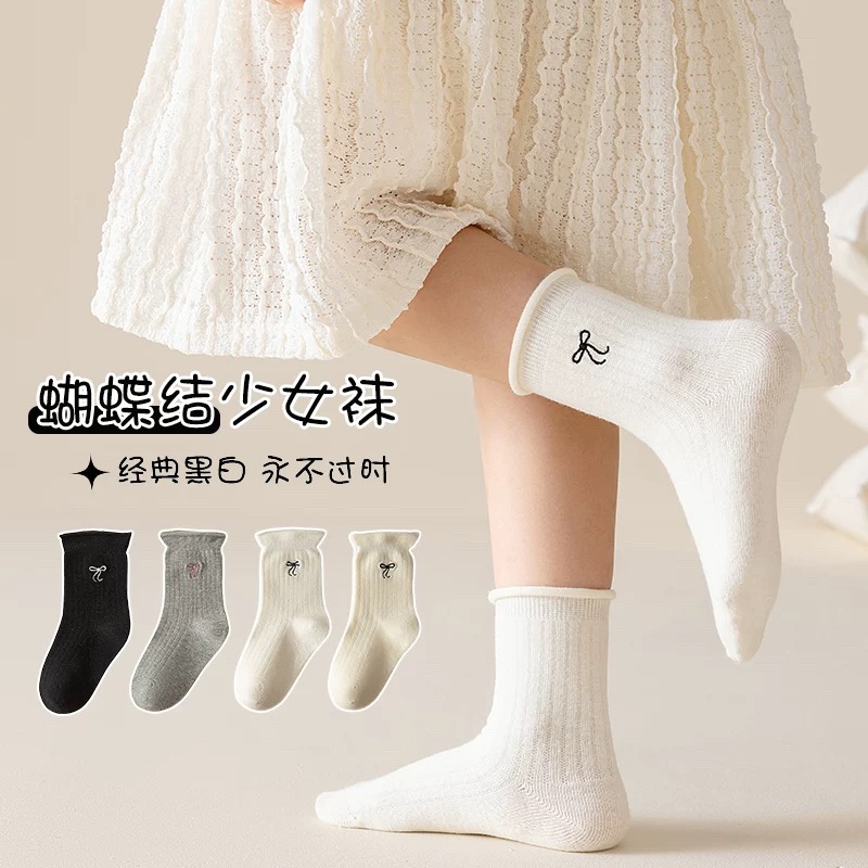 女童袜子春秋季棉白色中筒袜儿童宝宝洛丽塔女孩公主袜ins棉袜
