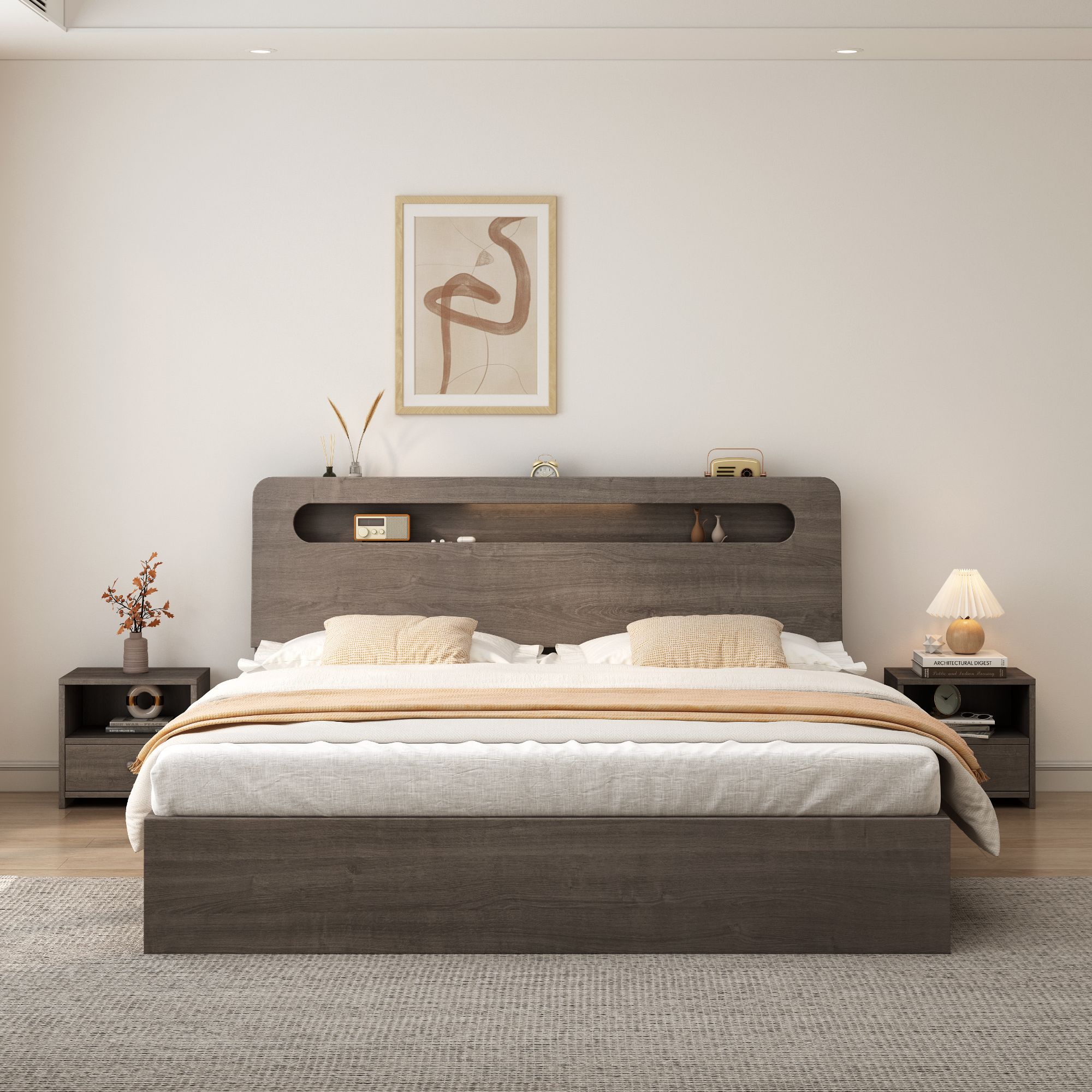 【包安装】实木床现代简约1.5米床双人床家用主卧1.8实木床床架