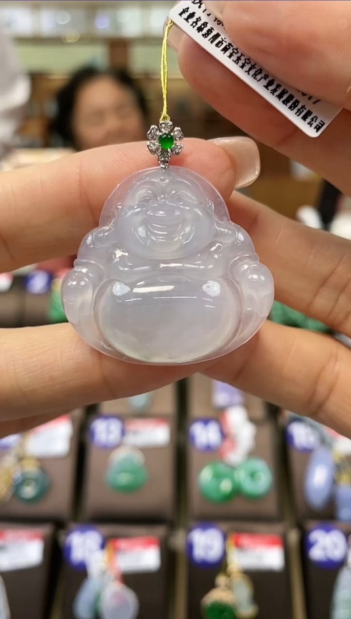 【闪购商品】翡翠颈饰18K金镶嵌天然翡翠 佛公