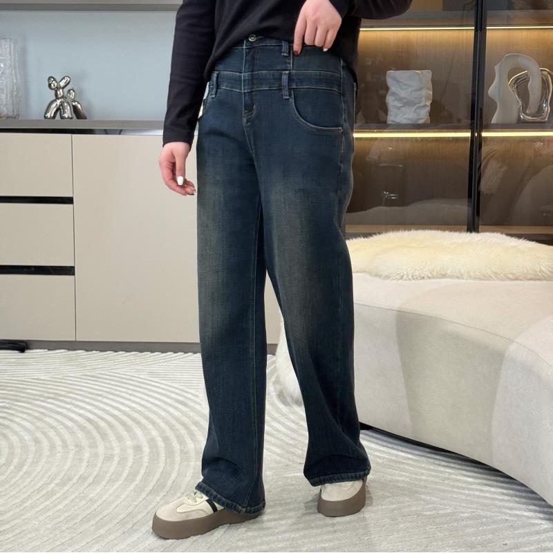 NANXU/楠序微胖显瘦大码女装秋冬季胖mm大码高腰显瘦阔腿牛仔裤女