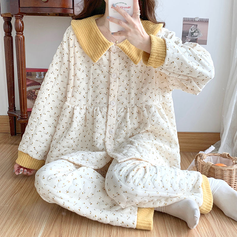 秋冬季空气棉月子服春秋棉质产后外穿喂奶哺乳孕妇睡衣产妇家居服