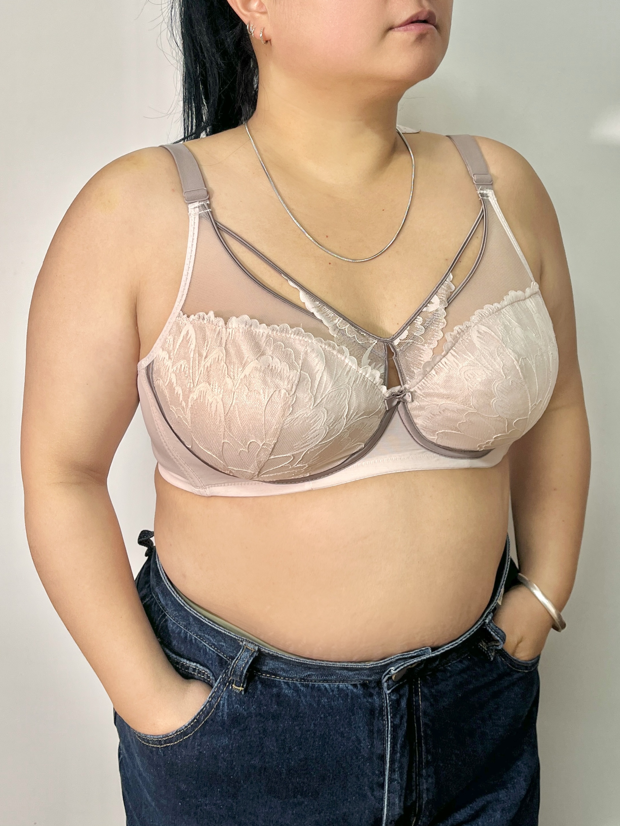 耳半半木瓜滋养法式聚拢性感美背蕾丝大码胖MM内衣女大胸显小超薄