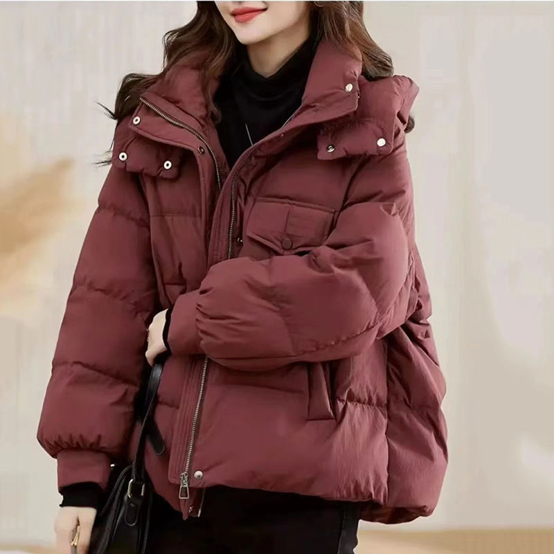2025新款百搭宽松纯色显瘦面包服短款连帽棉衣韩版时尚棉服女18款