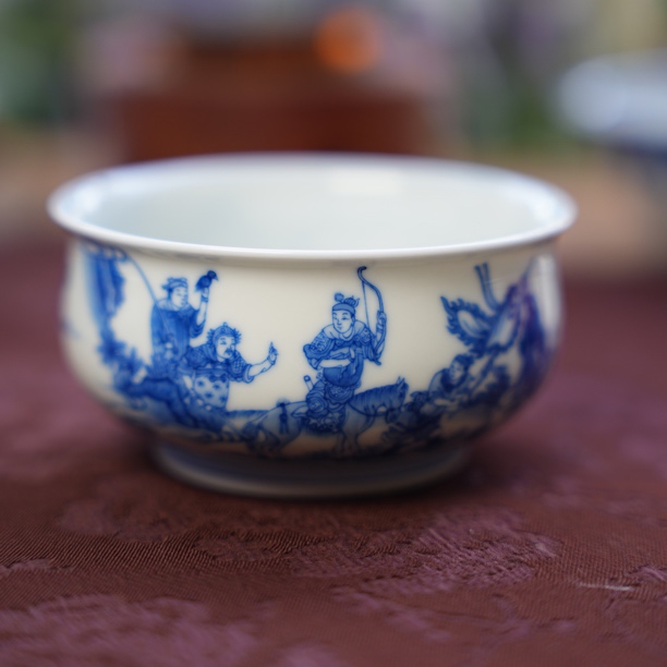 天心雅器李存孝打虎题材人物单杯