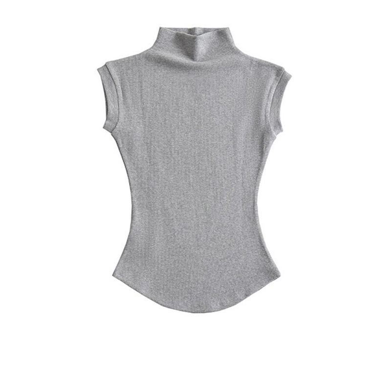 半高领背心女夏季新款美式辣妹收腰显瘦短款无袖纯色T恤上衣ins潮