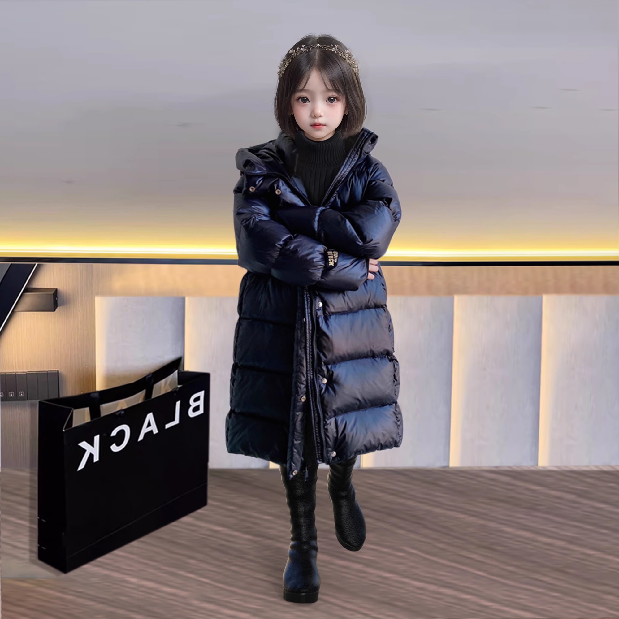 2025年新款儿童羽绒服女童泡芙款高质量宝宝冬季加厚反季童装外套