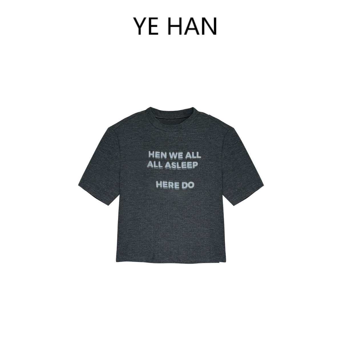 YEHAN 三色字母弹力tee 秋款新品 圆领短袖字母logo印花T恤
