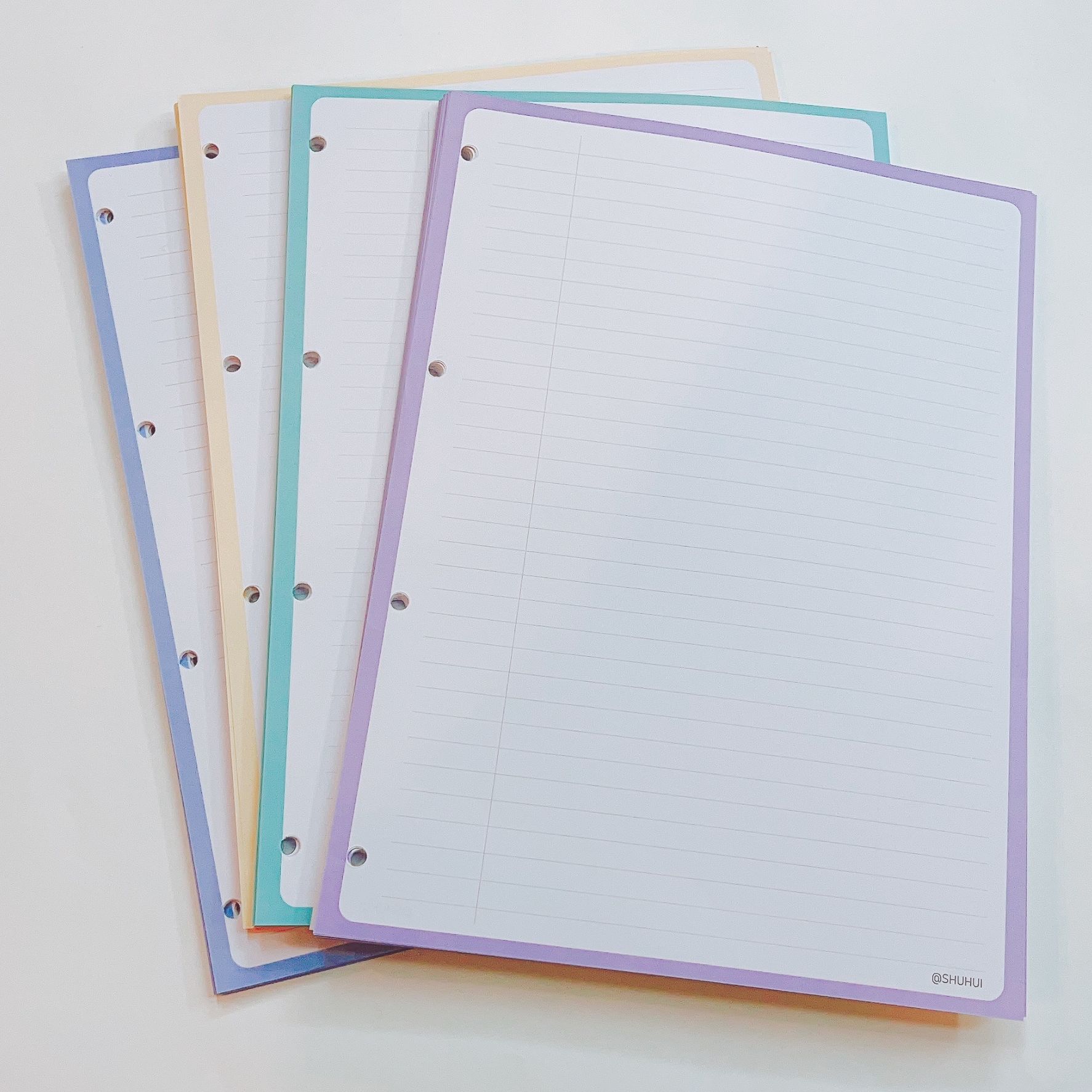 【书慧文具】A4-210x288打孔彩边*4孔内芯 80克50张/本