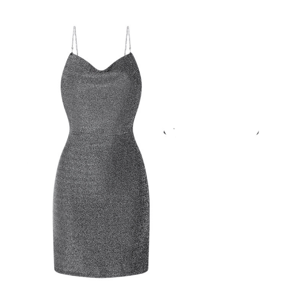 睡裙火辣夜店角色扮演修身链条包臀睡裙时尚性感女士小众长款