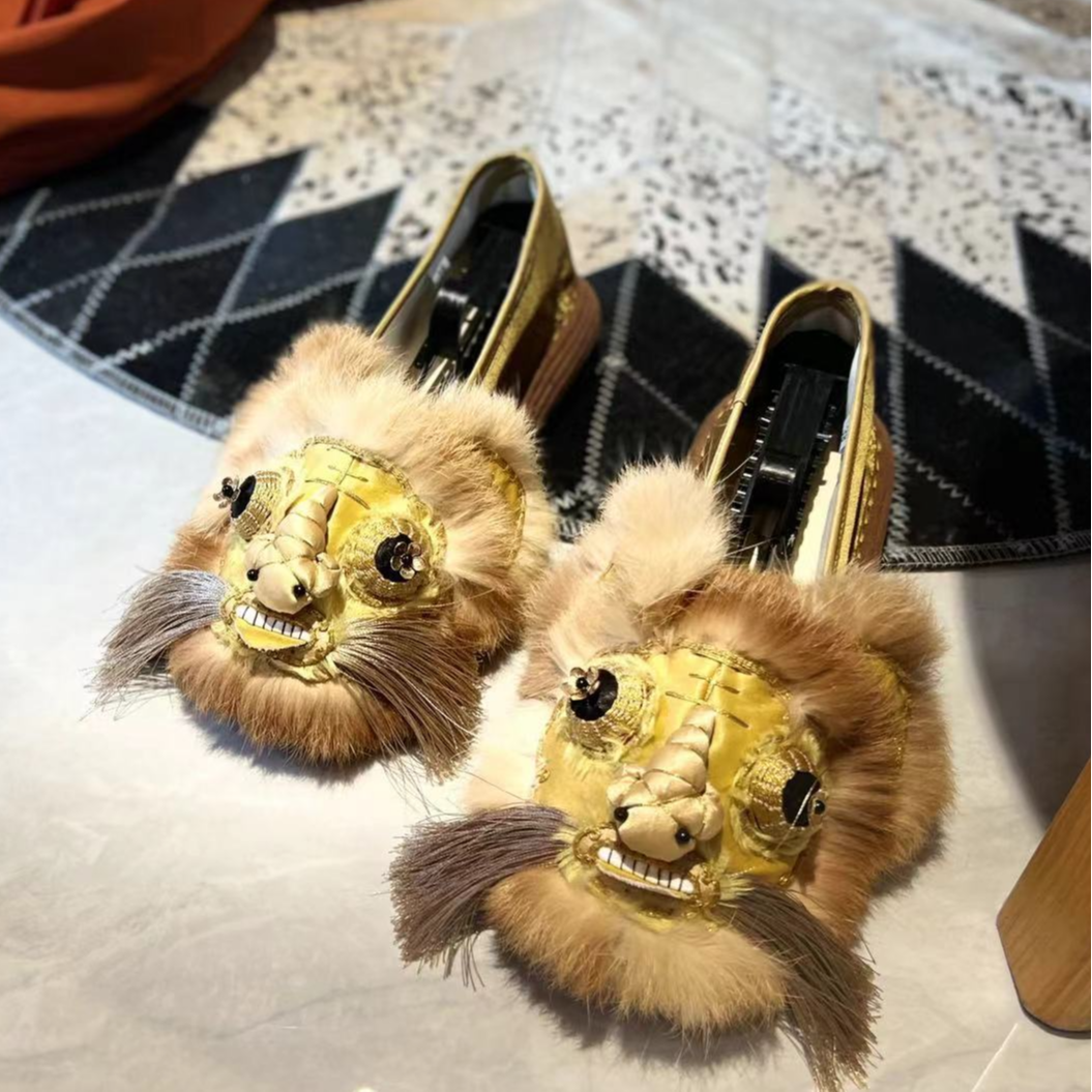 手工千层底透气养脚布鞋重工虎头系列金虎