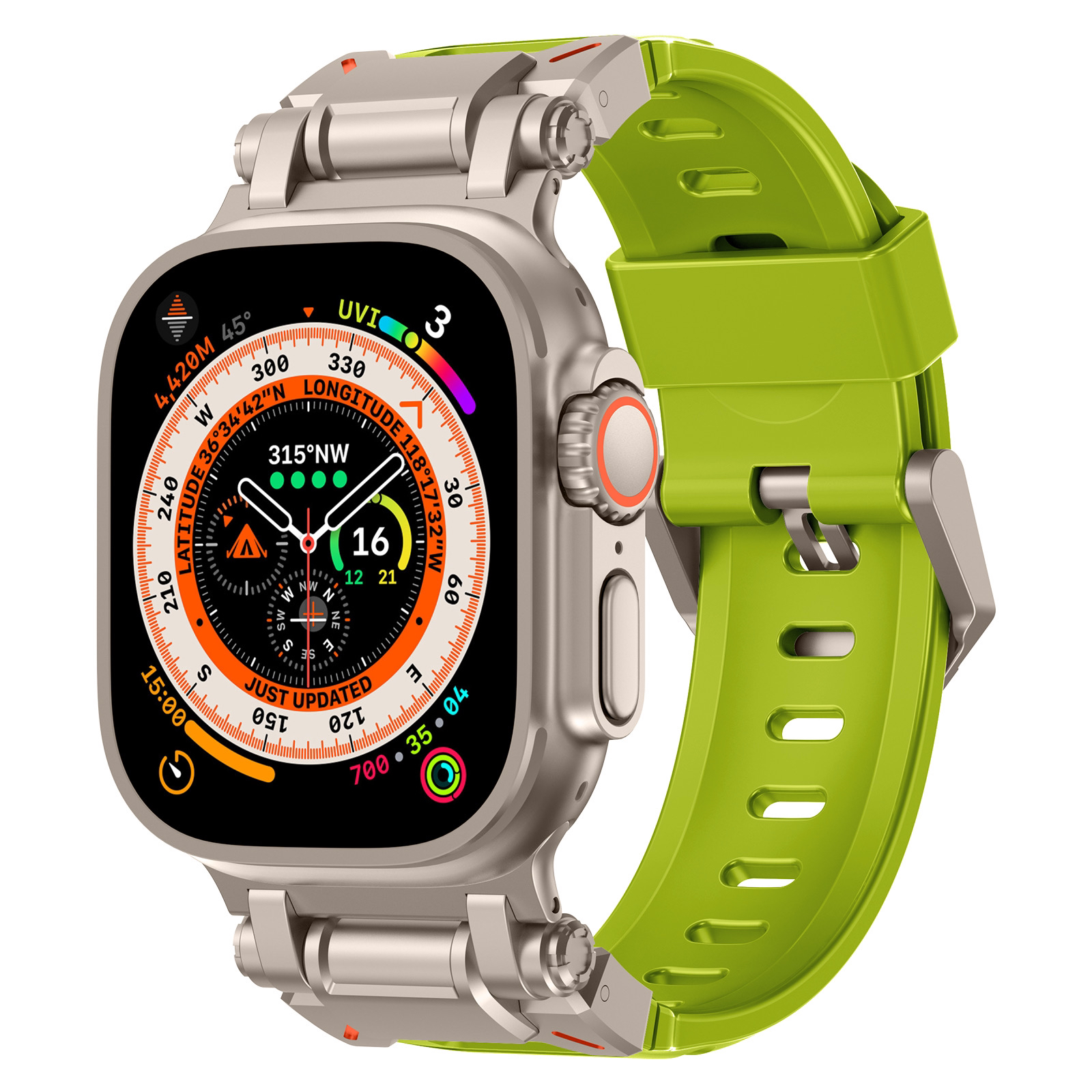 适用ApplewatchUltra2氟橡胶表带 通用苹果手表Ultra1/2通用表带