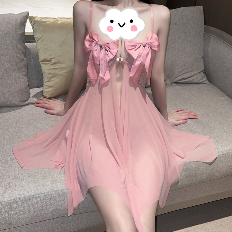 蝴蝶可解开性感网红内衣薄款女可调节薄纱吊带蕾丝睡裙轻奢诱惑风