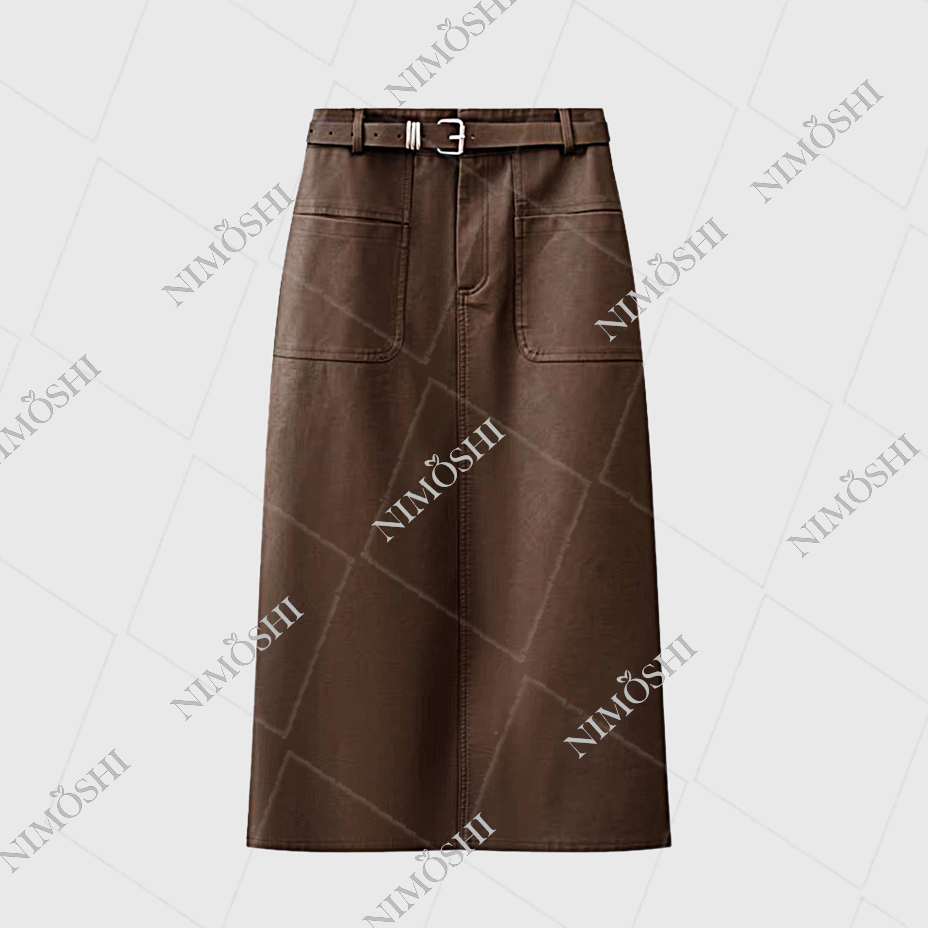 【香港专属】高腰包臀半身裙气质显瘦皮裙女开叉一步裙 09121