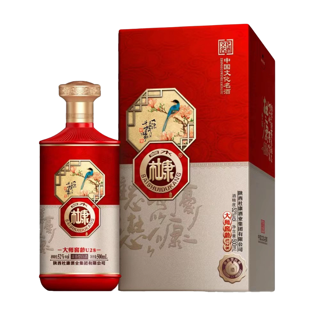 白水杜康大师窖龄U28红浓香型白酒6瓶整箱礼盒装粮食酒52度500ML