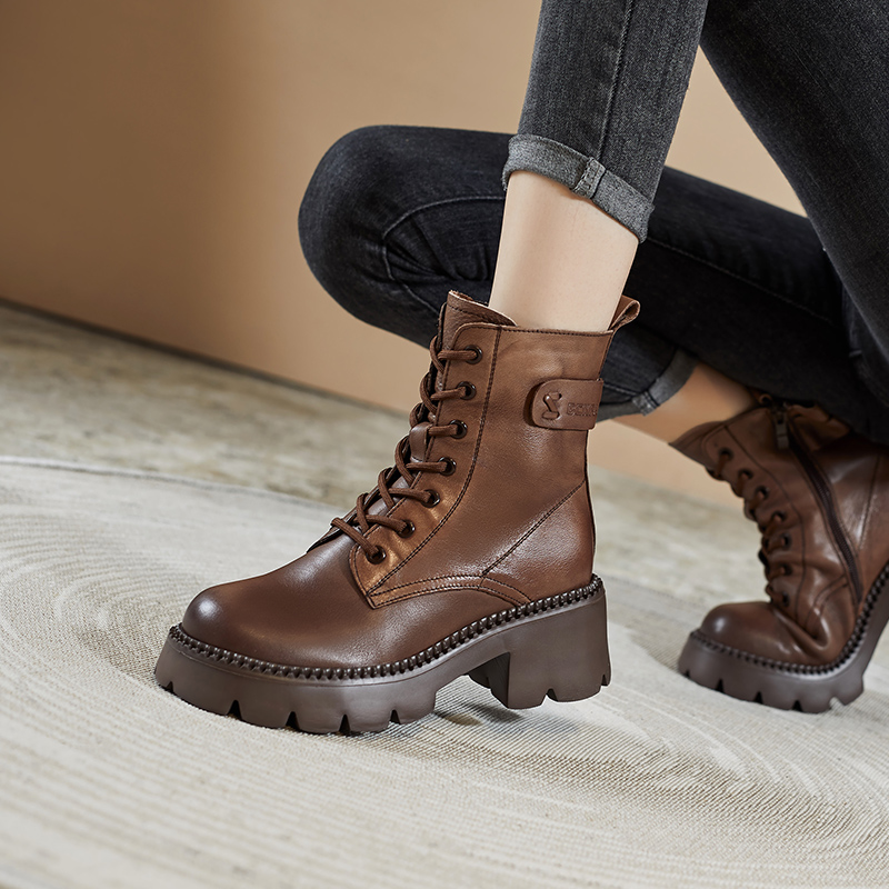 【卡卡定制】头层牛皮2025秋冬新款靴爆款真皮时尚百搭增高靴子女款