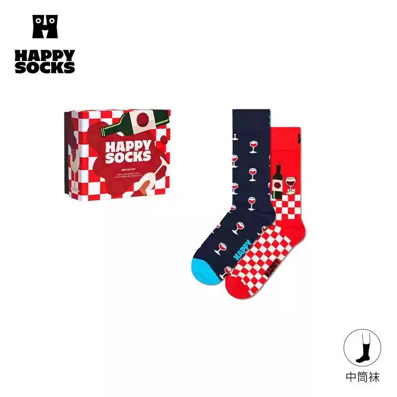 HappySocks【24秋新品】酒宴系列袜子女ins潮中筒袜礼盒2双装