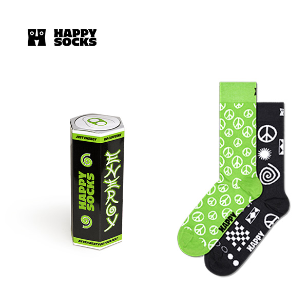 HappySocks饮料中筒袜堆堆袜2双装礼盒