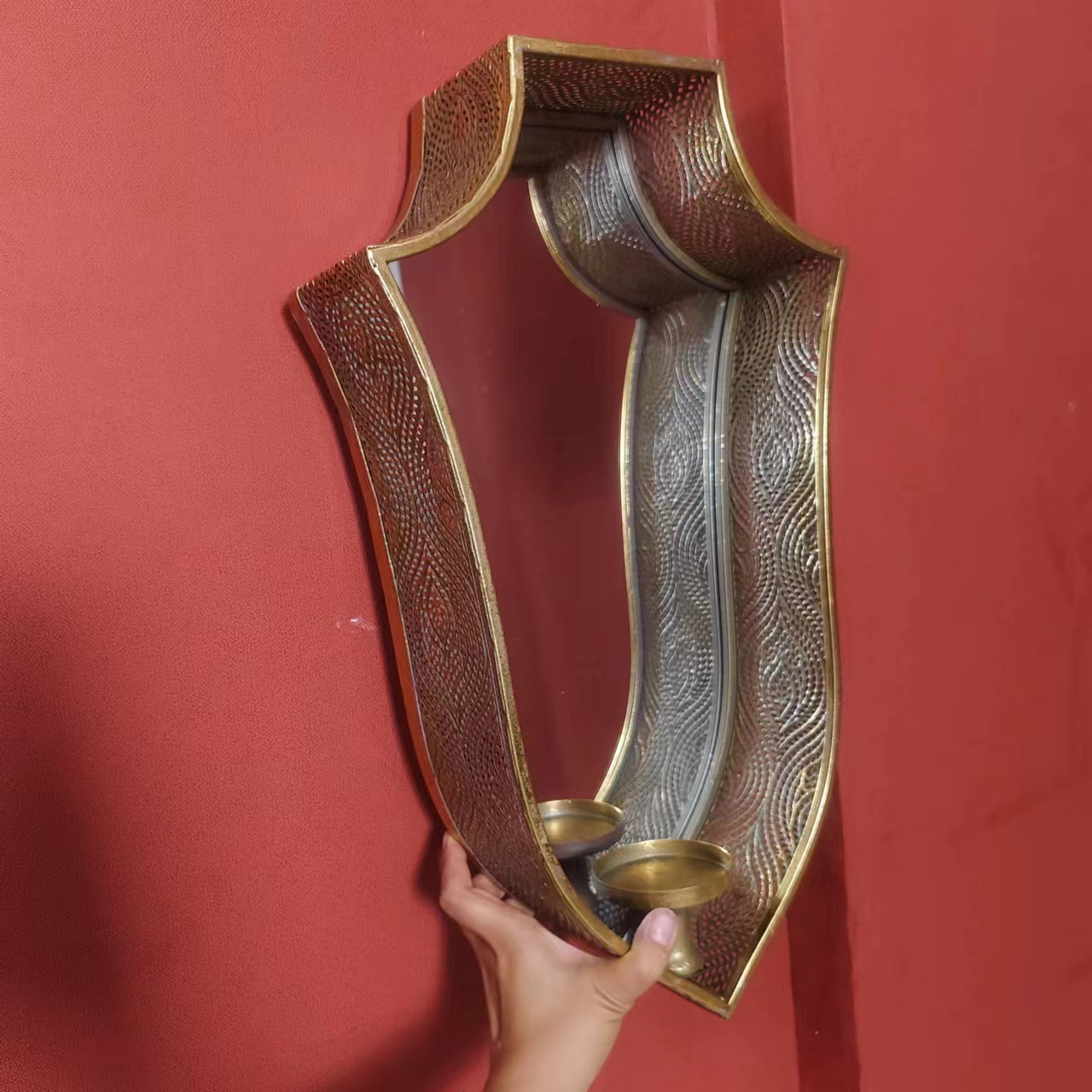 复古金色蜡烛台壁挂式