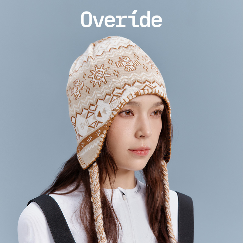   Overide  针织辫子护耳帽女生冬季户外滑雪加绒保暖时尚
