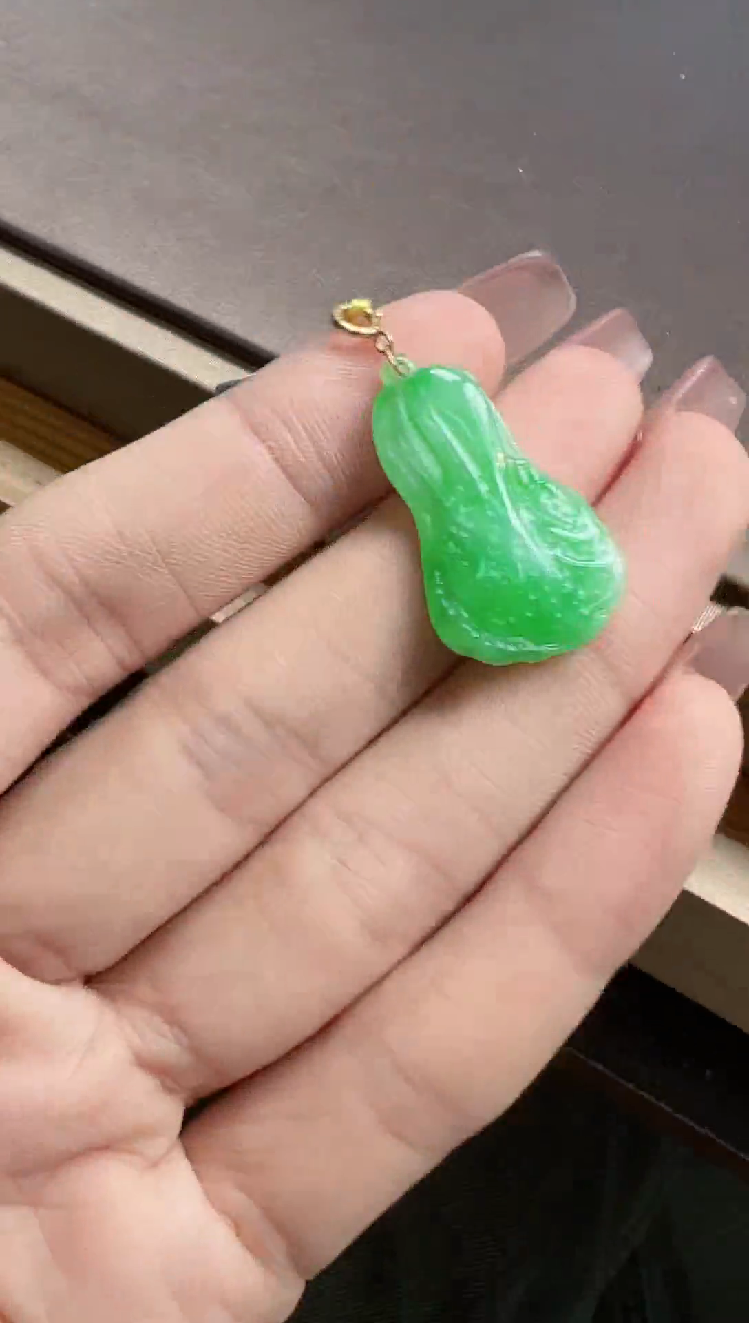 【闪购商品】翡翠颈饰18K金镶嵌白菜1