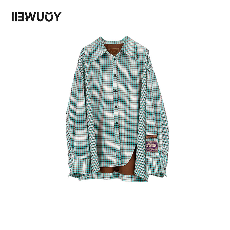 YOUWEI复古格纹长袖显瘦时尚休闲千鸟格衬衫款外套 Y2522306衬衣