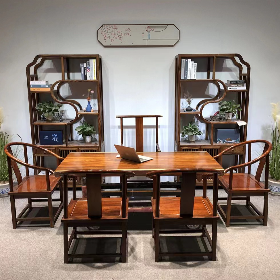 专拍链接 非洲实木大板家具办公桌，茶桌，休闲桌等产品