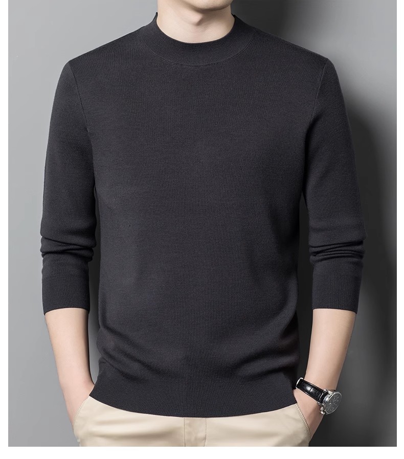 【雄狮】可机洗100%精纺羊毛衫冬季加厚保暖双面织男打底衫半高领20