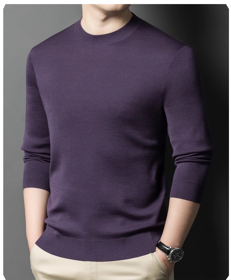 【雄狮】可机洗100%精纺羊毛衫冬季加厚保暖四平针男打底衫半高领20