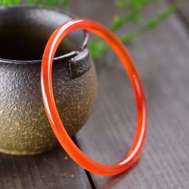 天然正品胭脂红玛瑙手镯国风复古优雅气质饰品秋冬新款高级4mm