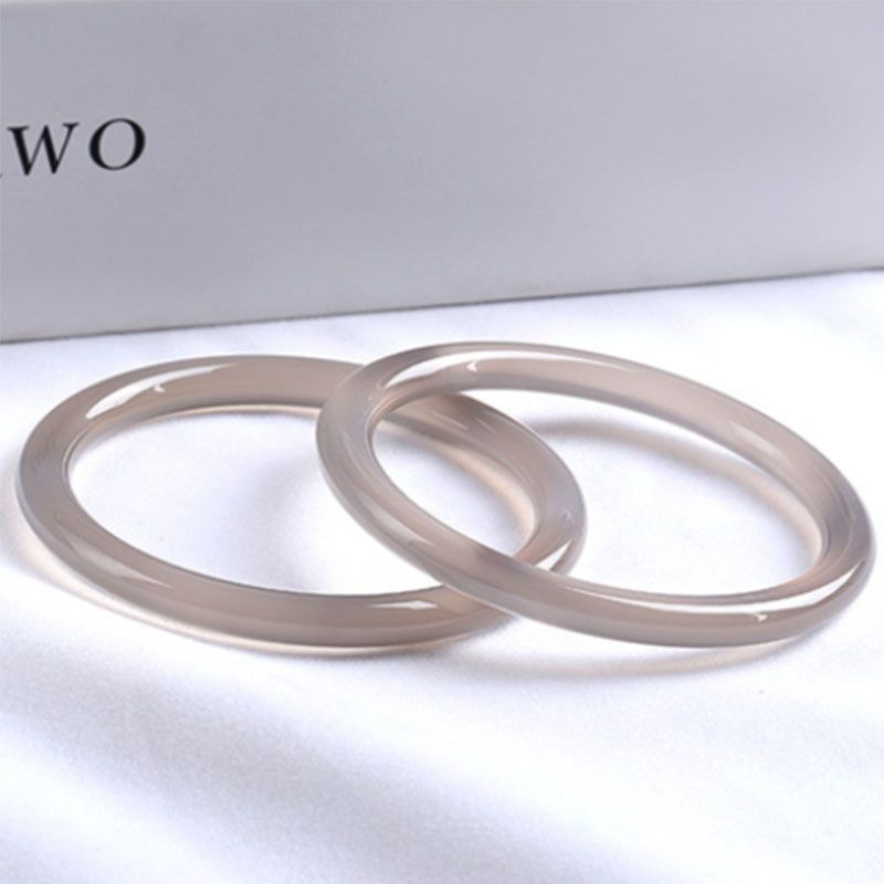 天然冰正品种原色无优化烟灰玛瑙手镯香槟灰手镯圆条美人镯8