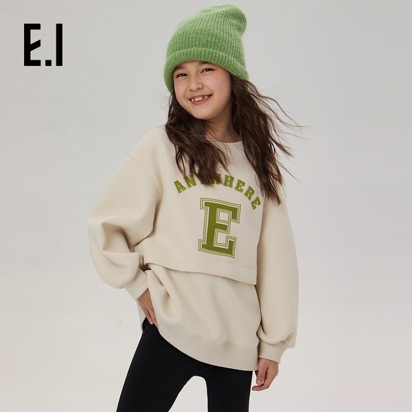 E.I童装儿童圆领套头卫衣中大童韩版宽松拼接设计D8243655810