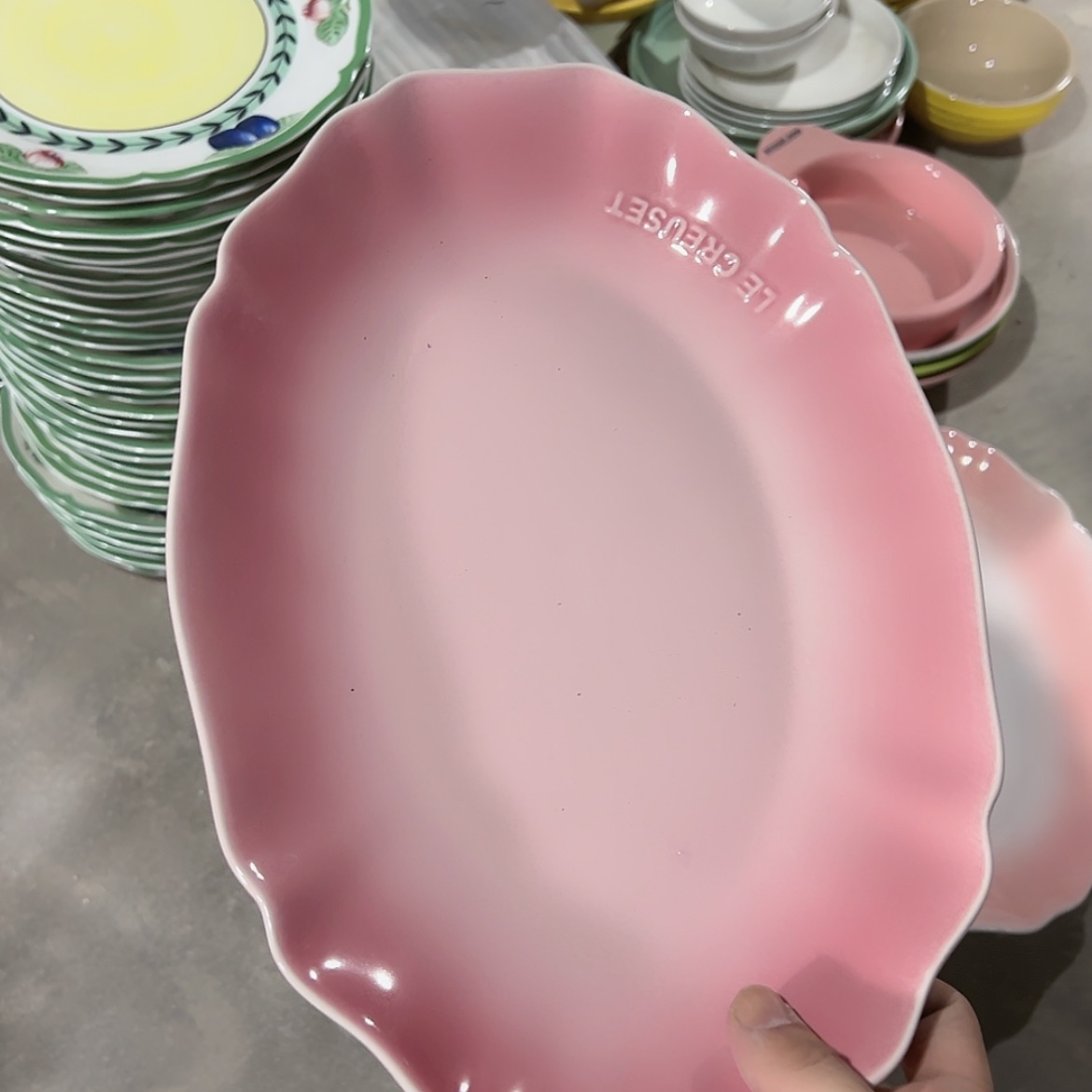 【闪购商品】陶瓷 瑕疵 花韵长方盘 粉色