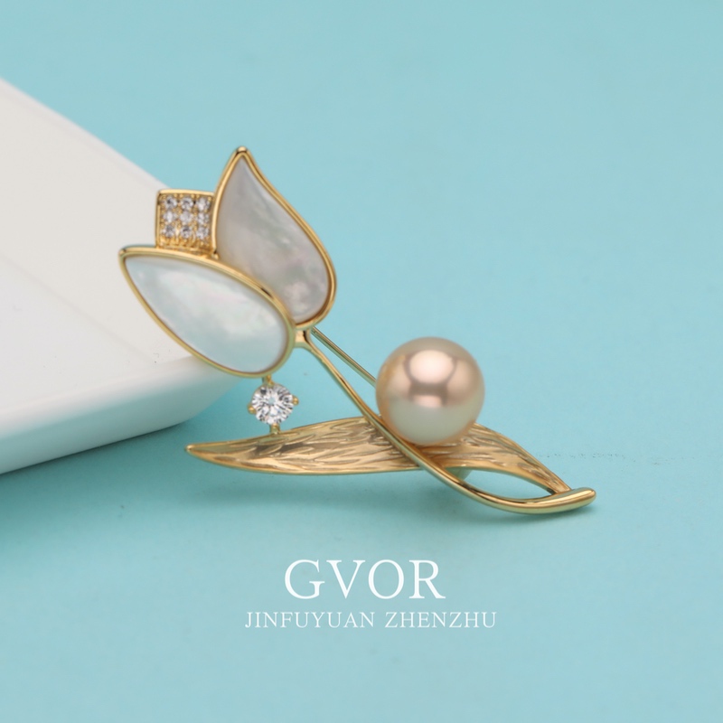 【源头】芈伽勒淡水珍珠胸针P0645