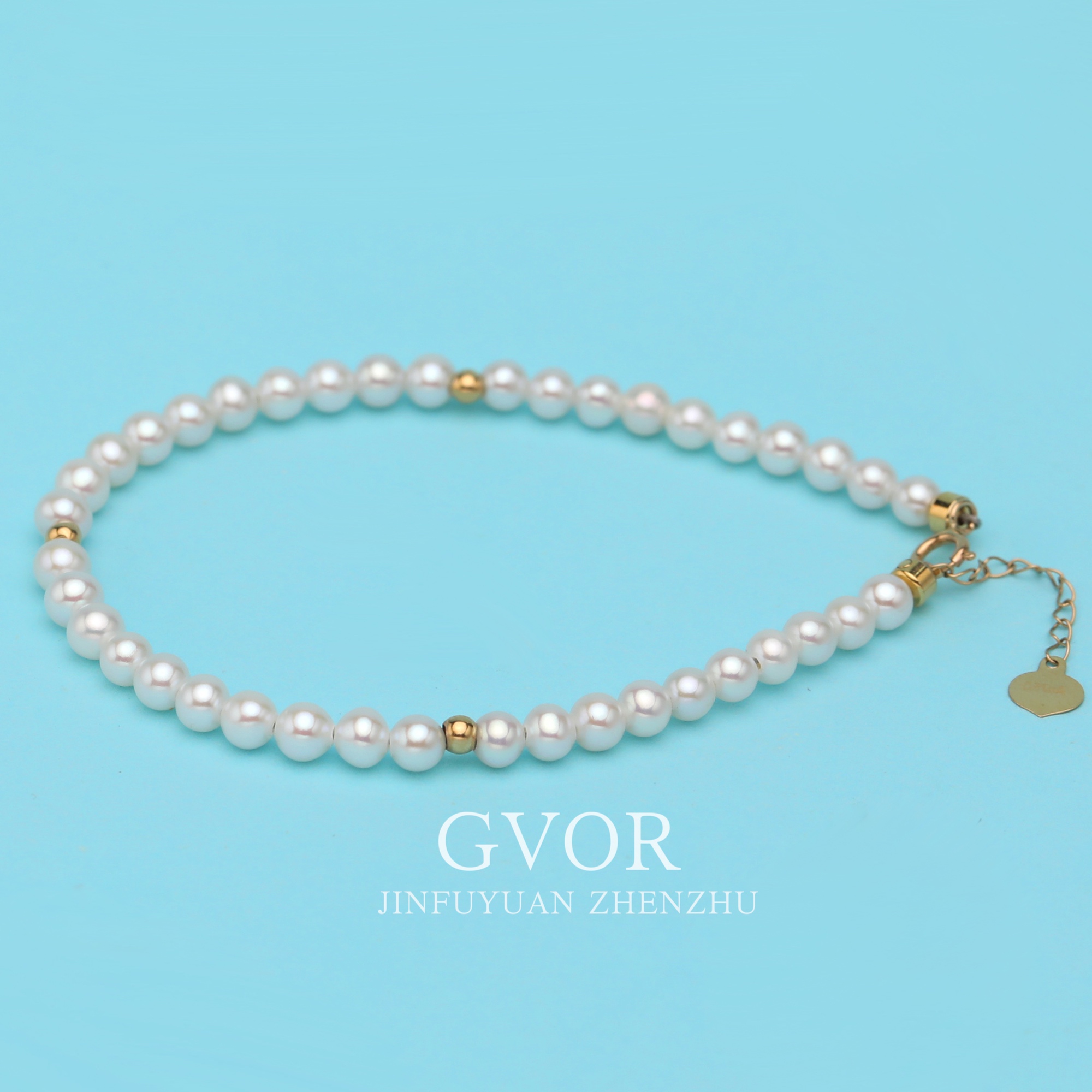 芈伽勒18K金延长扣白色baby珍珠手链 C348