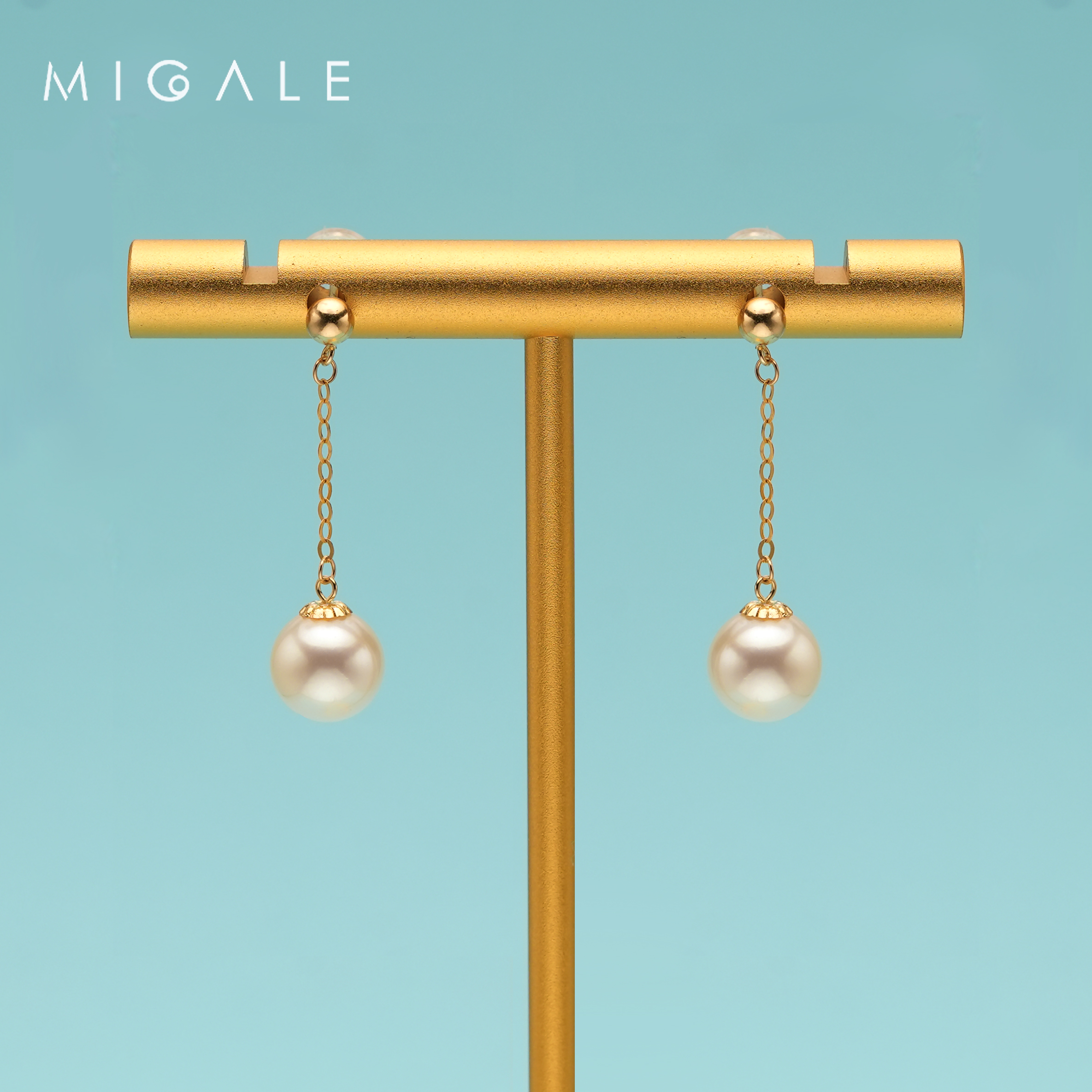 芈伽勒豆款海水羽皇金珍珠耳线 6.5-7mm C956