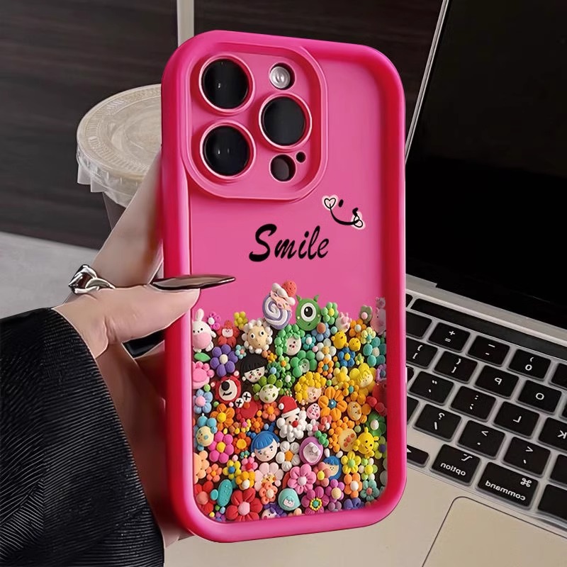 新款彩绘苹果15promax公仔小花朵13pro小众保护套iphone14手机壳