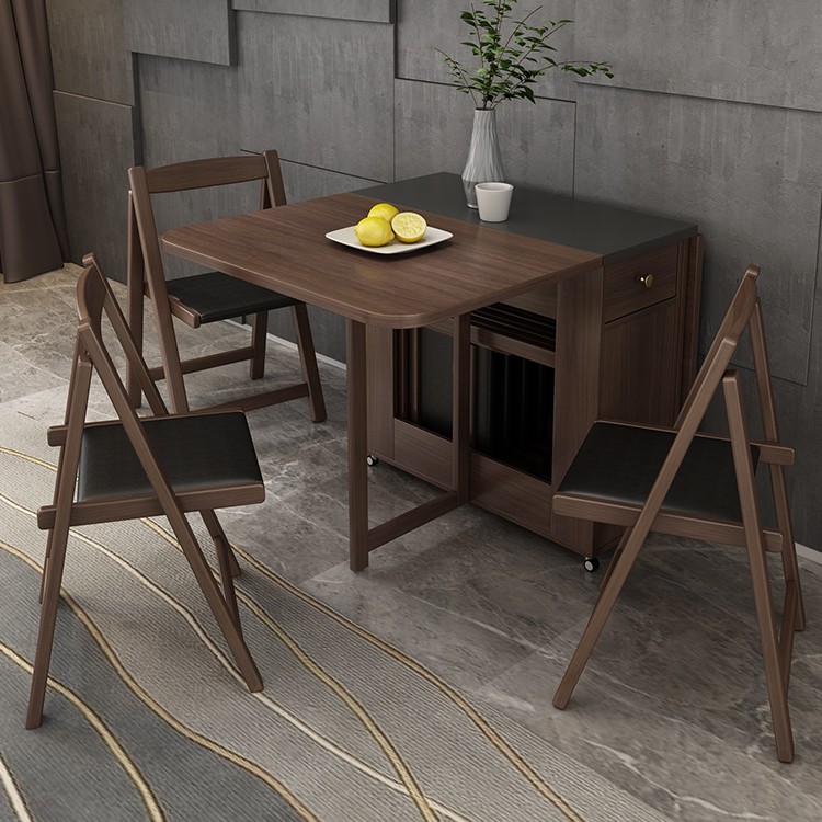北欧风可伸缩餐桌椅组合家用小户型现代简约多功能客厅折叠饭桌子