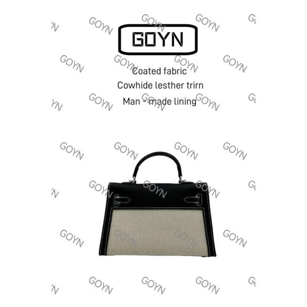 GOYN手工真皮女包拼皮kl小手提黑色0057