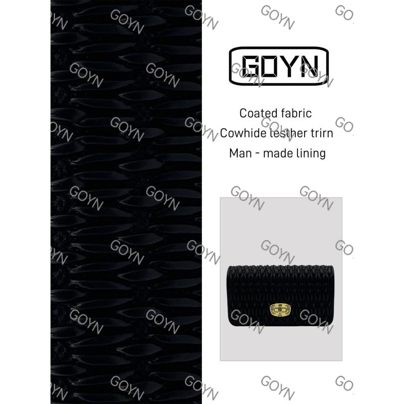 GOYN手工缪真皮女包 甜甜 珍珠链条褶皱包黑色  0203