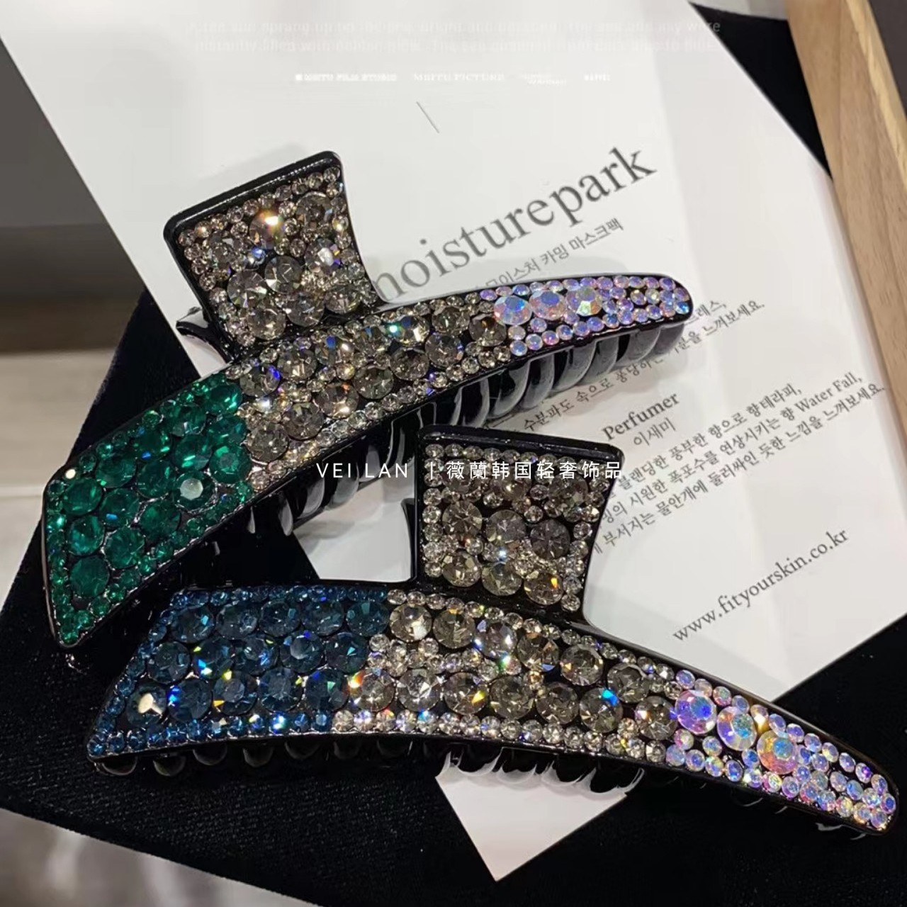 大号水钻抓夹头饰轻奢发抓女后脑勺盘头发夹子满钻鲨鱼夹韩国发饰