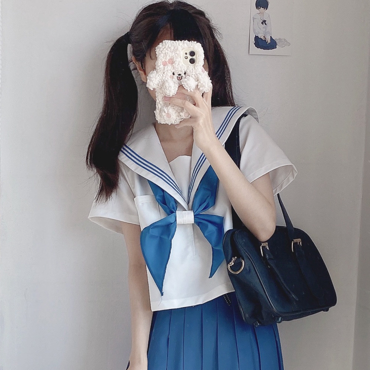 【山川JK】原创绀三本水手服jk制服学院风套装短袖夏季上衣基础款