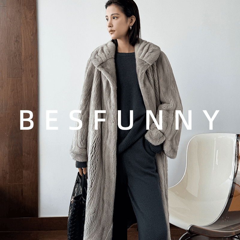 Besfunny露姐「回旋」长款全抽刀中古风水貂皮草貂皮大衣女天鹅绒
