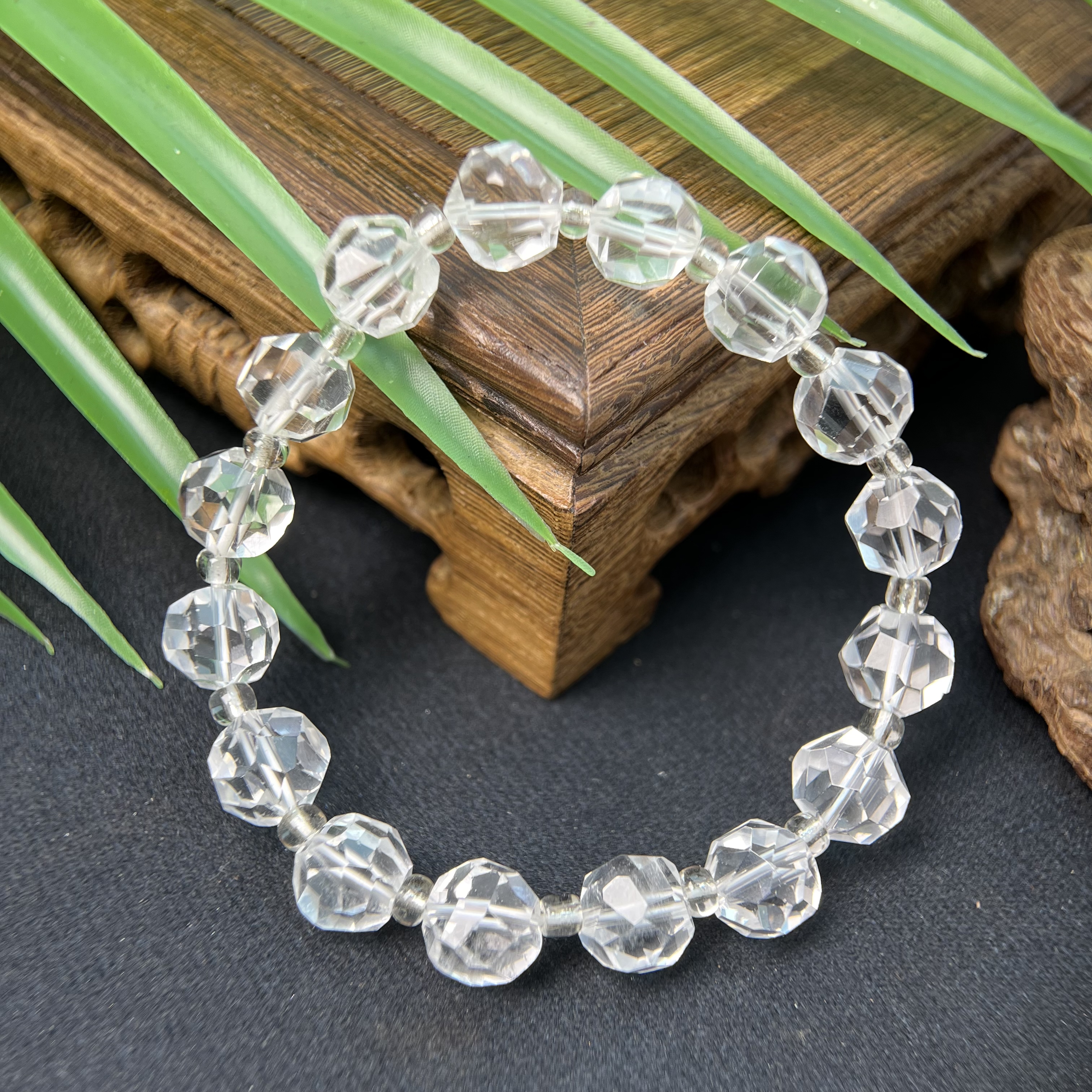 天然无相白水晶切角手串 DZY-2461