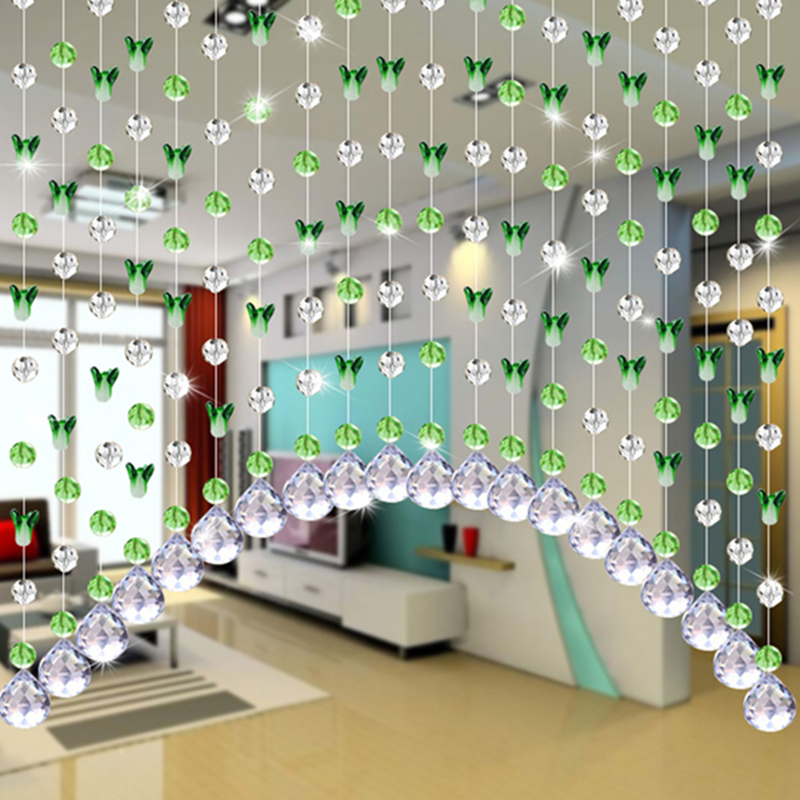 白菜水晶珠帘遮挡门对门卧室门帘客厅玄关隔断帘水晶帘成品免打孔