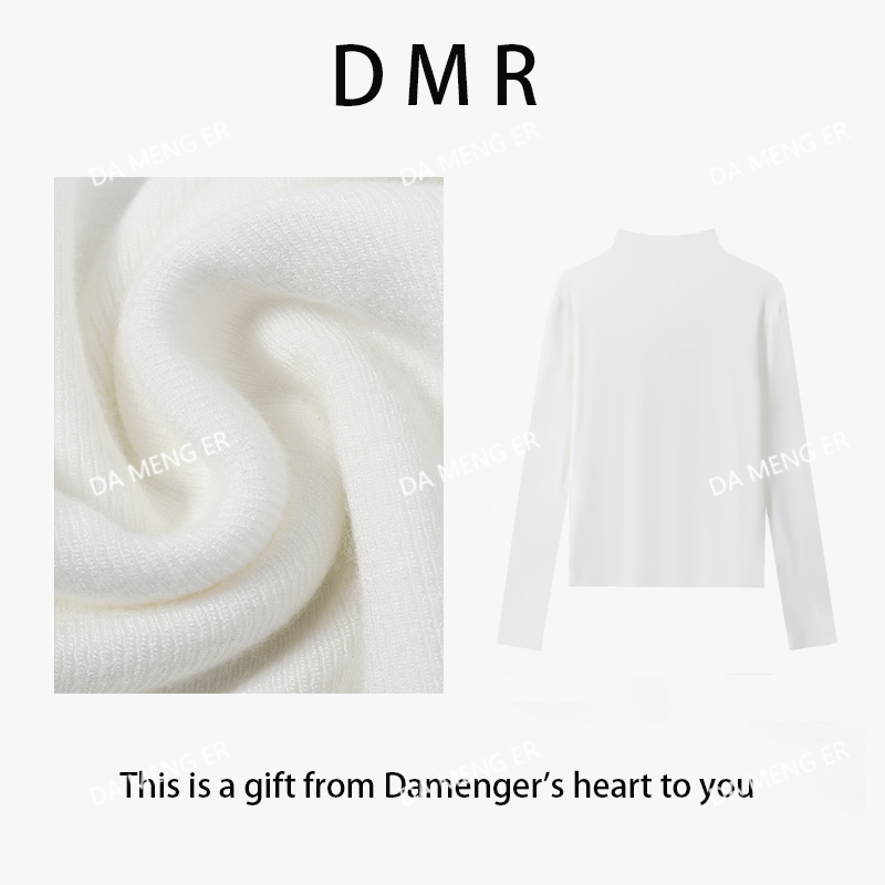 （小蛮腰）设计师新款2024秋冬高端醋酸羊绒半高领修身打底衫6635