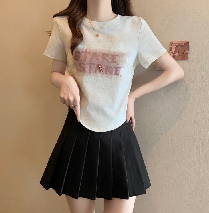 MS2600大码女装夏季款洋气减龄夏日时尚百搭圆领清爽短袖T恤上衣