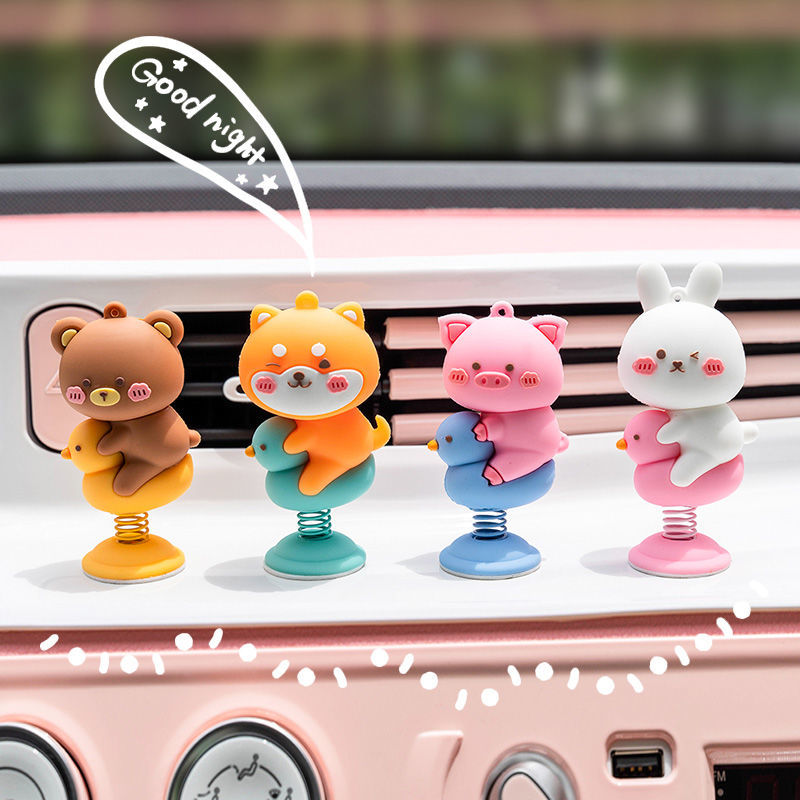 汽车摆件摇头公仔卡通可爱中控台车载弹簧内饰网红车内装饰用品女