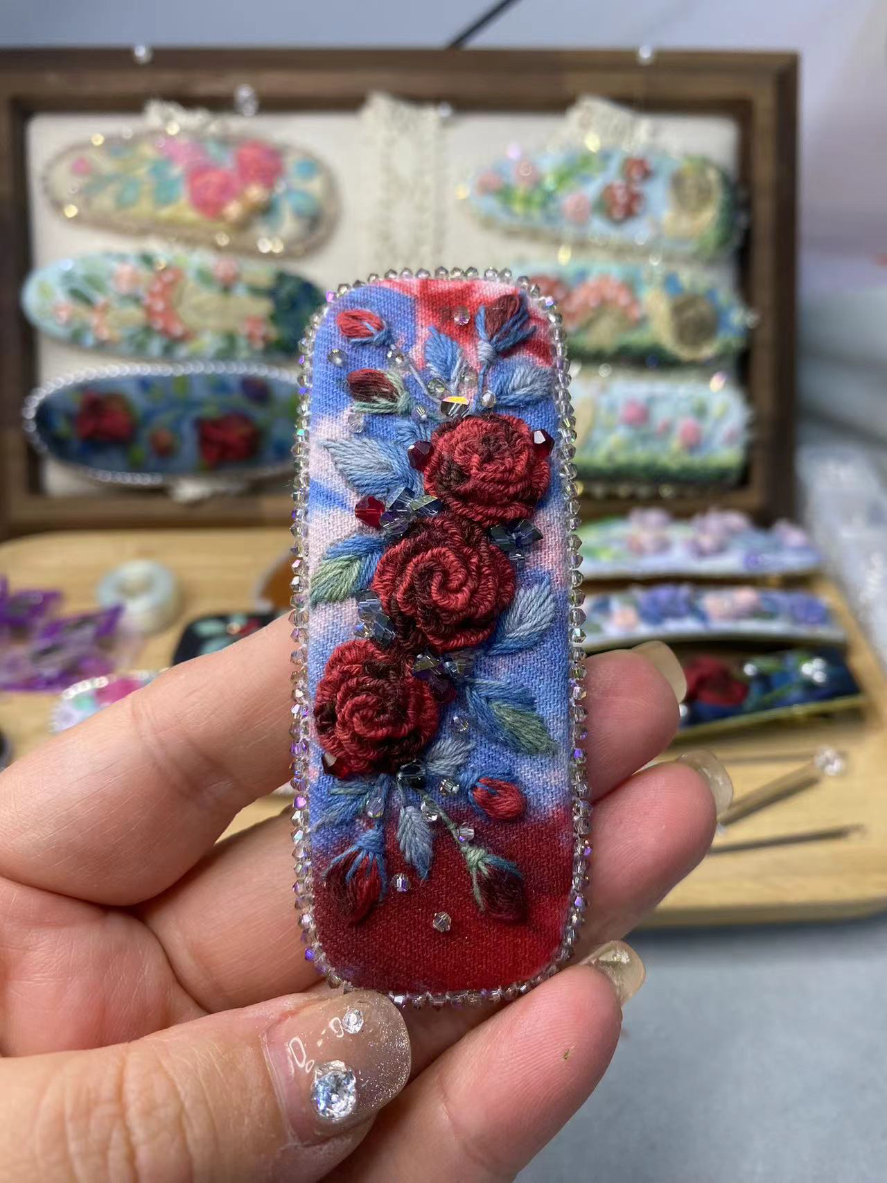 手工刺绣发夹发饰