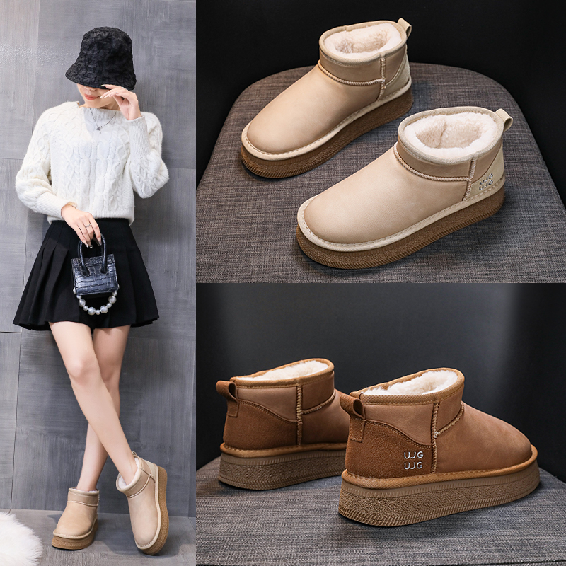 厚底皮面内里加厚雪地靴