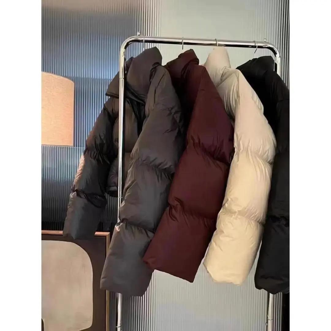 羽绒衣服羽绒衣服反季咖色立领羽绒服女短款小个子年冬季加厚高腰